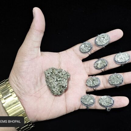 Natural Pyrite Stone Adjustable Metal Ring